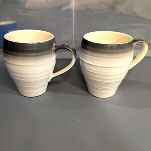 Mikasa Swirl‎ Ombre Graphite Square set 2 12oz ceramic coffee mugs